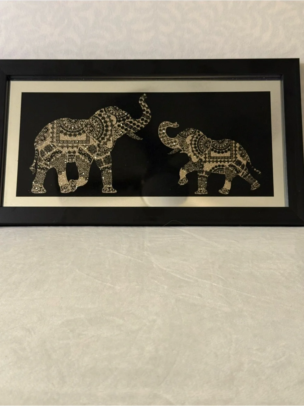 Interiors by Design Black & Gold Elephant Framed Wall Art 13” x 7”